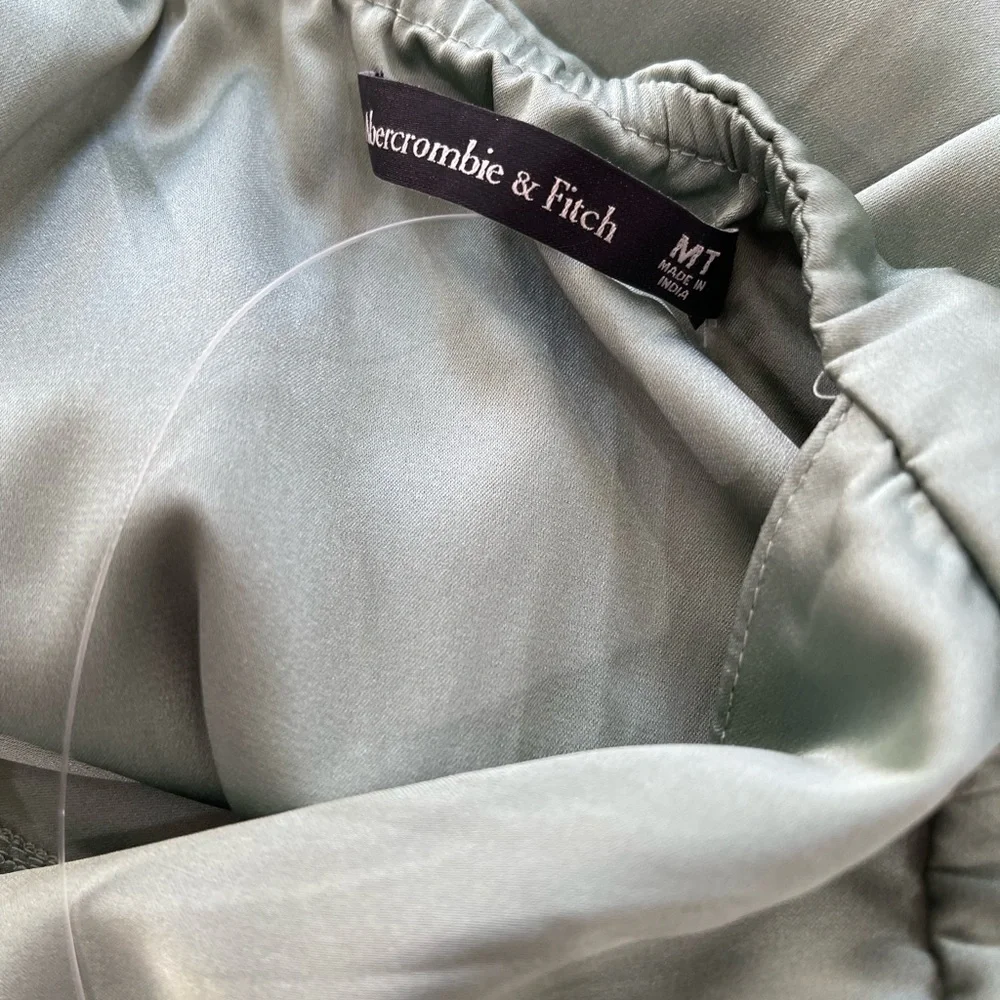 Abercrombie & Fitch Sage Green Satin Slip Dress Size M Tall